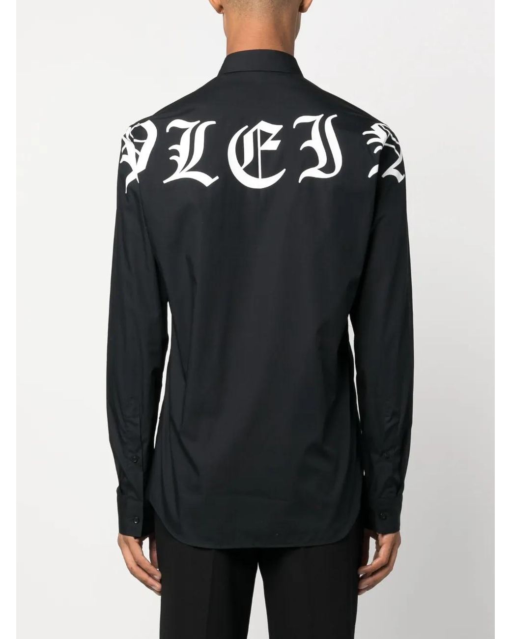 Philipp Plein Black Sugar Daddy Logo-Print Shirt for men