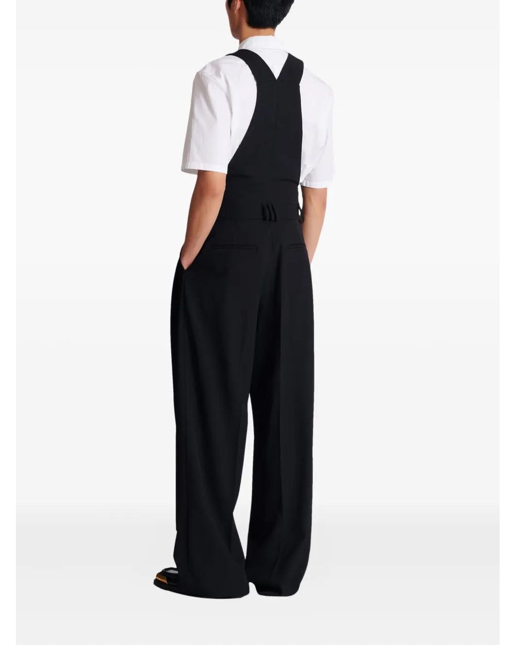 Balmain Black T-Bar-Fastening Wool Jumpsuits for men
