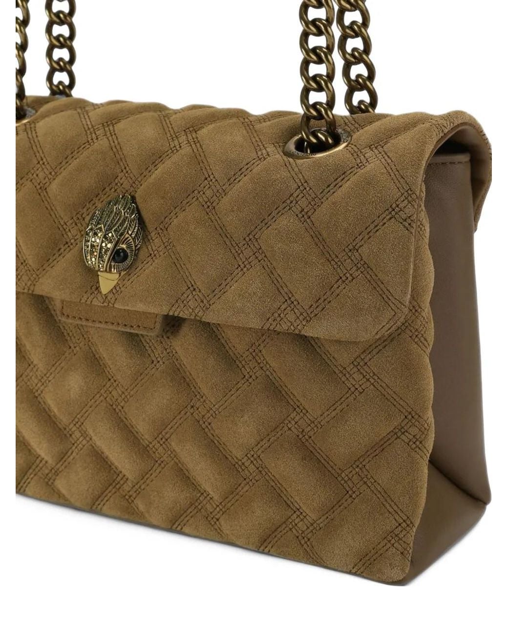 Kurt Geiger Brown Kensington Quilted Suede Shoulder Bag
