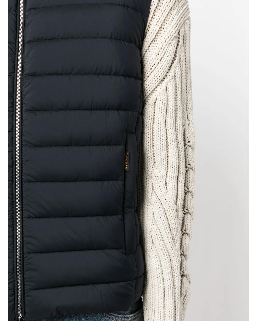 Moorer Blue Quilted Zipped Gilet for men