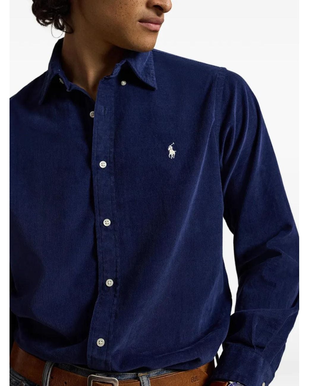Polo Ralph Lauren Blue Long Sleeve Sport Corduroy Long-Sleeve Shirt for men