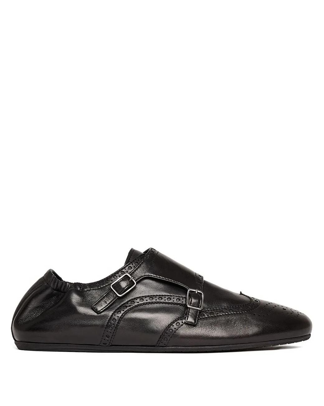 Scarosso Black Johnny Buckled Brogue Monk Shoes for men