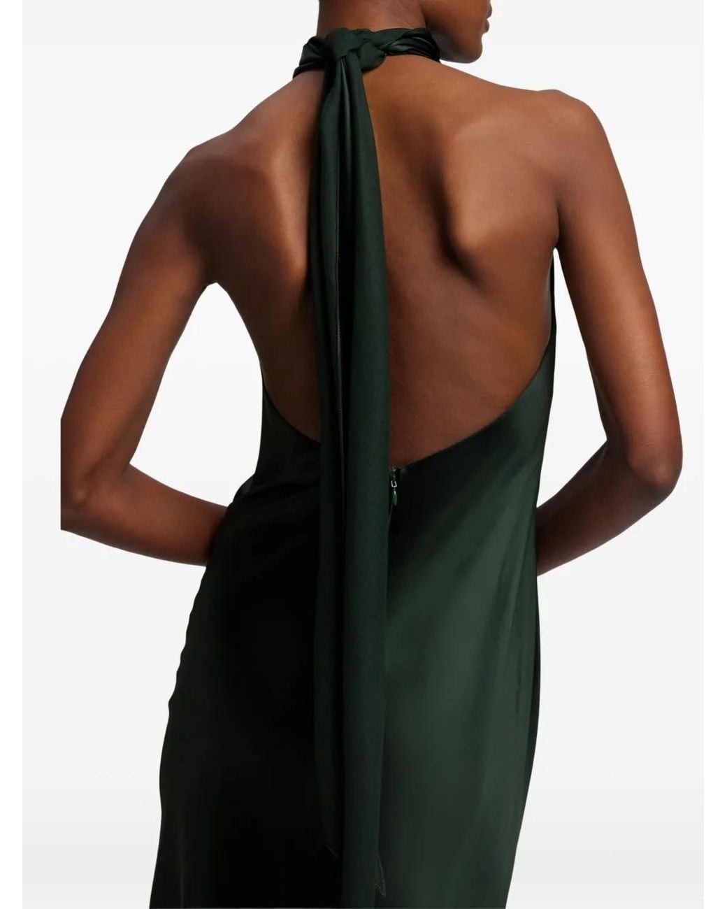 Ralph Lauren Black Satin Halterneck Dress