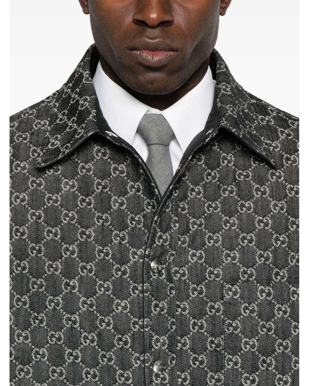 Gucci Gray Reversible Gg Denim Jacquard Overshirt for men