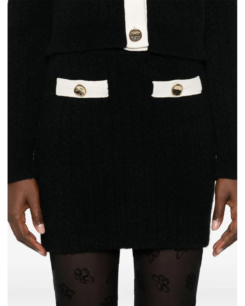 Self-Portrait Black Wool Blend Mini Skirt