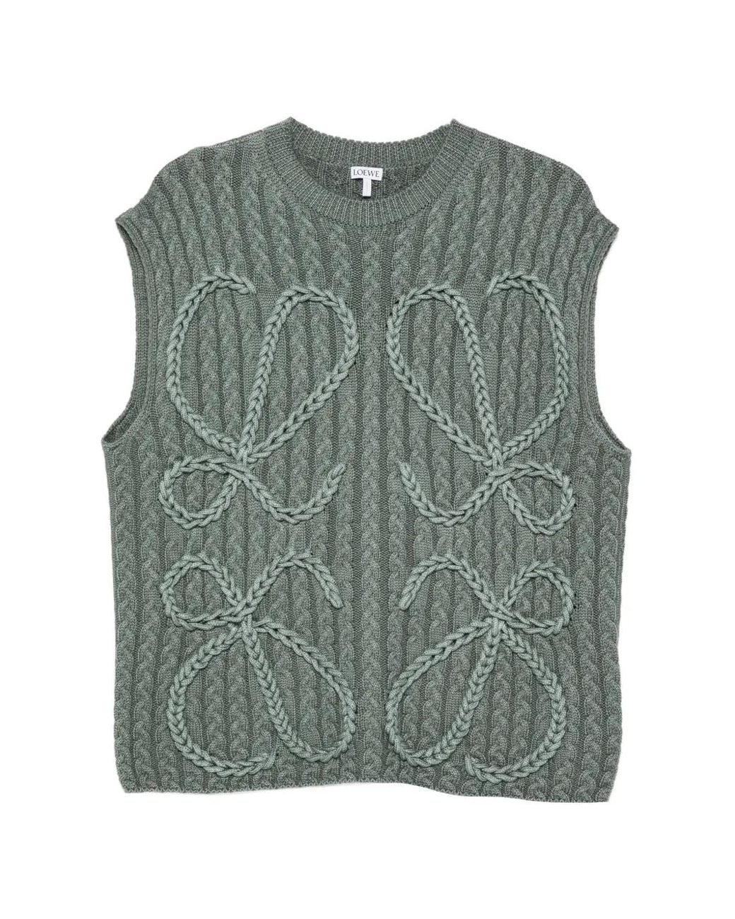 Loewe Green Pull Anagram En Maille Torsadée