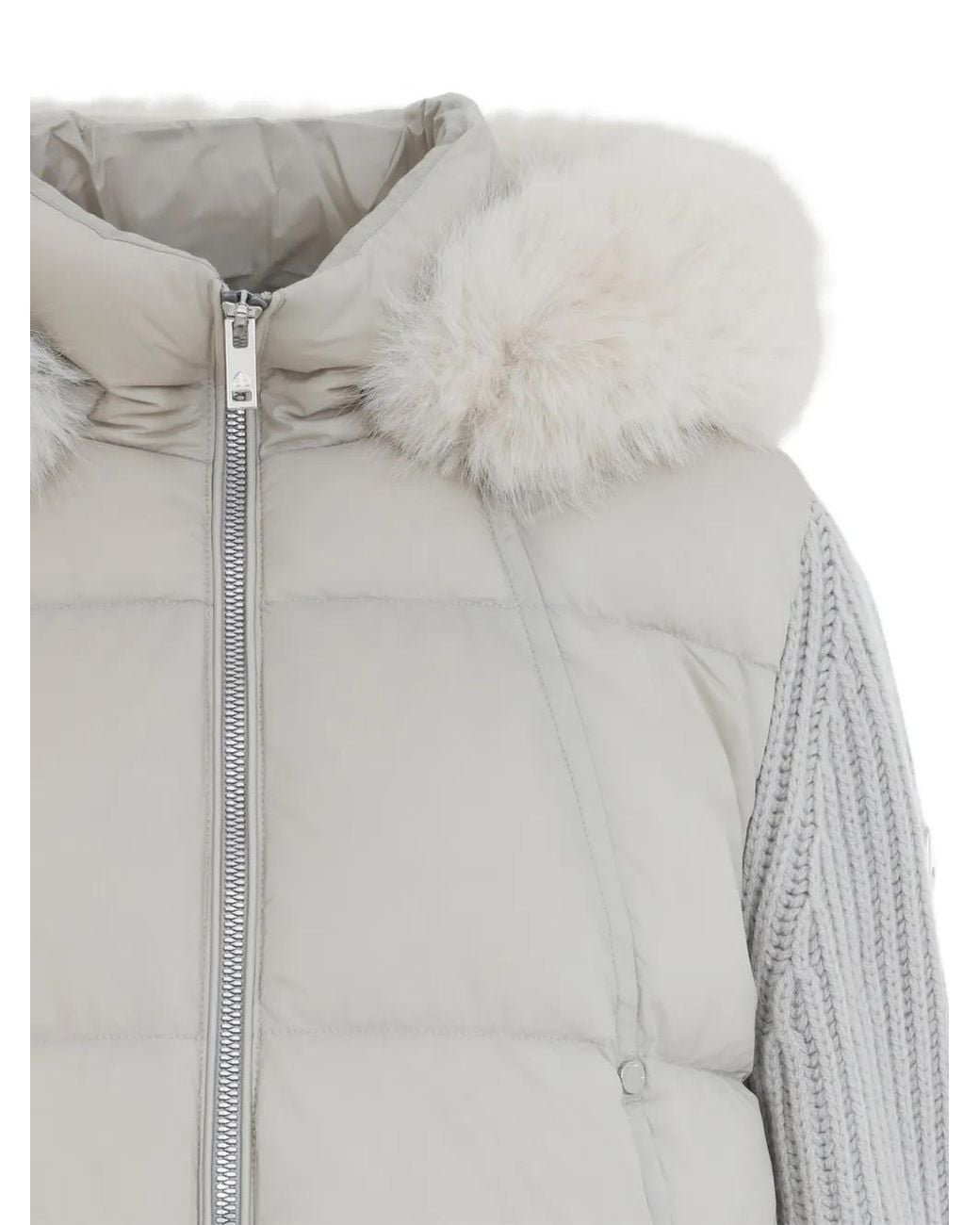 Moose Knuckles White Fur-Trim Panelled Jacket