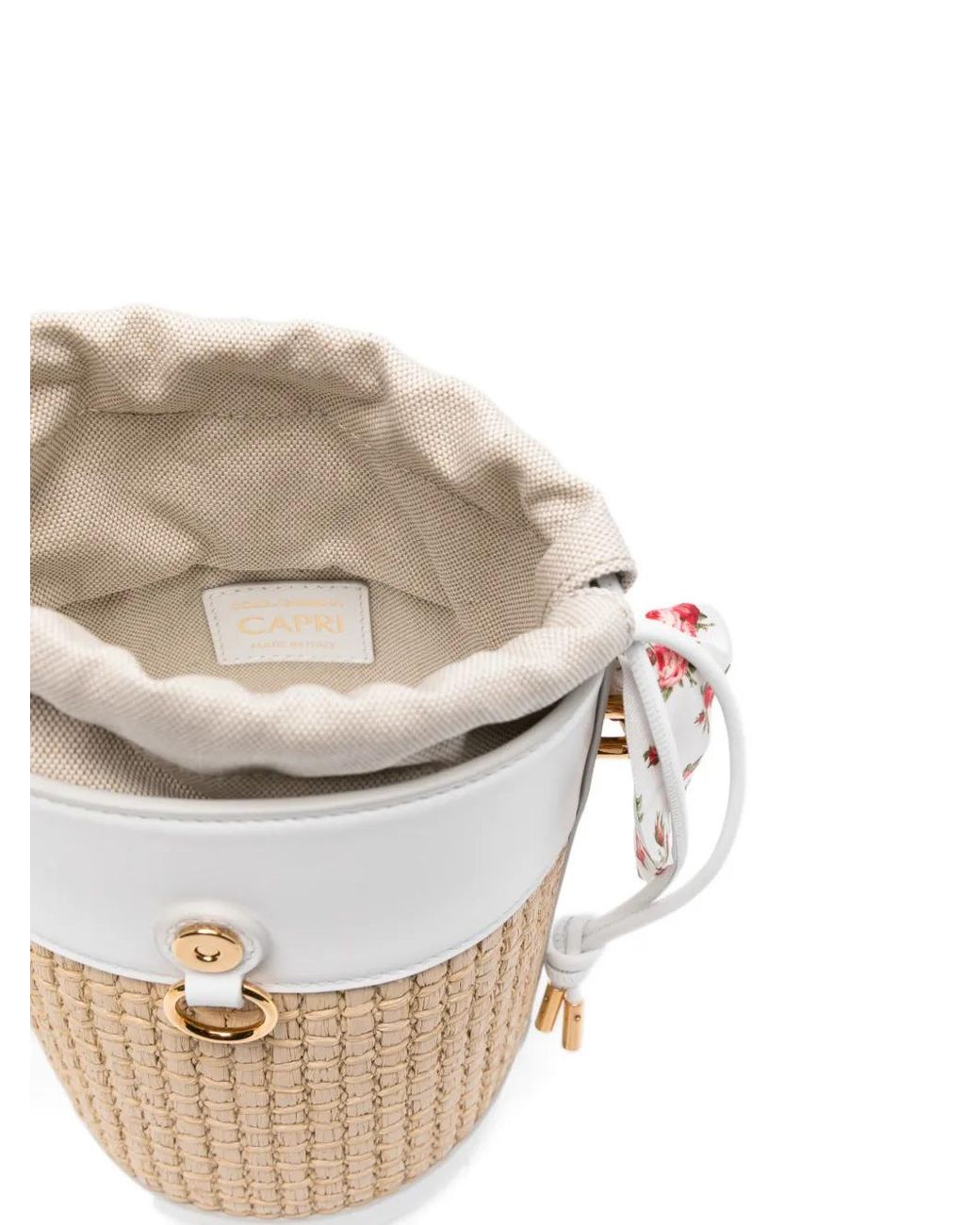 Dolce & Gabbana White Capri Rafia Bucket Bag