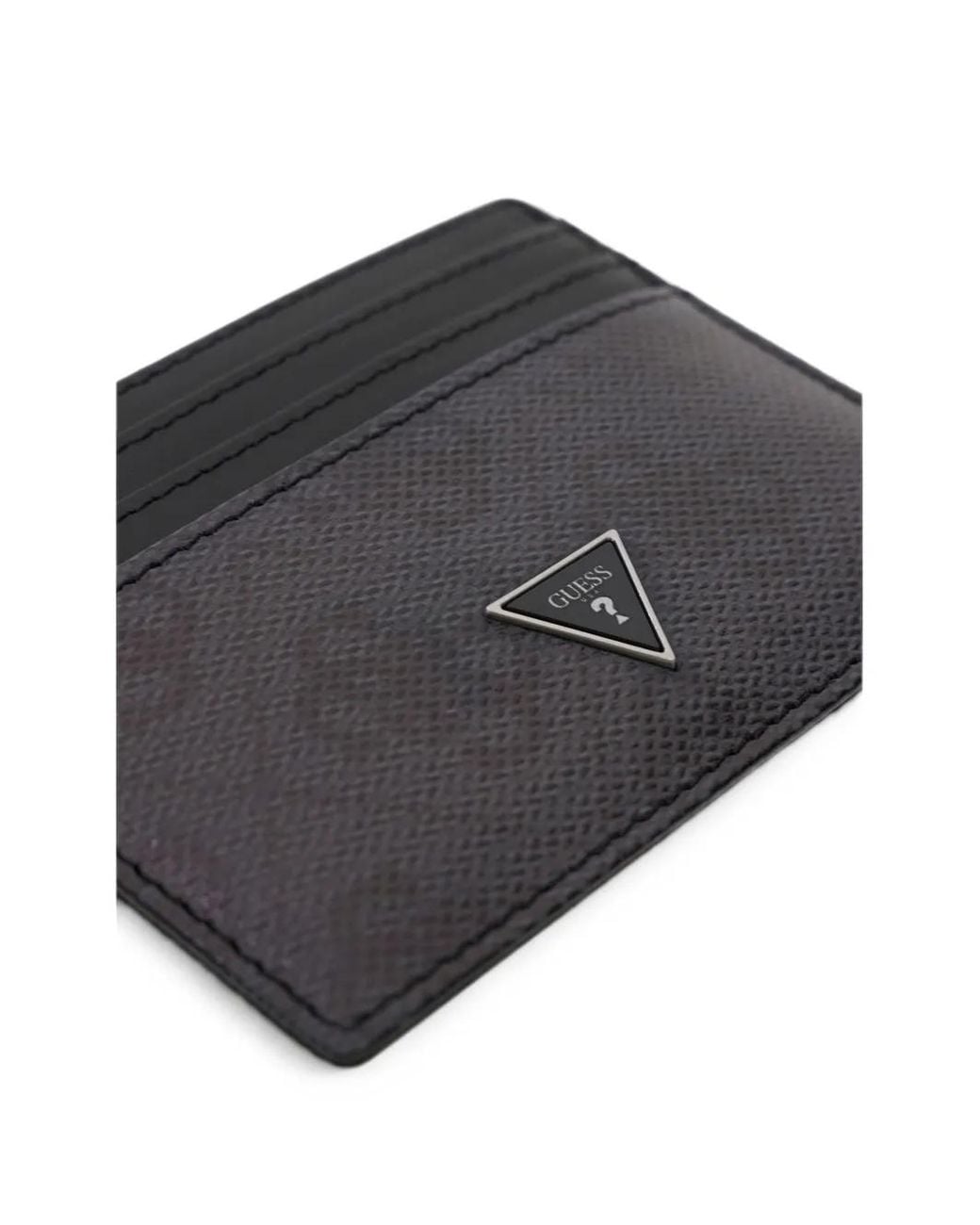 Guess Black Milano Logo-Plaque Card Holder for men
