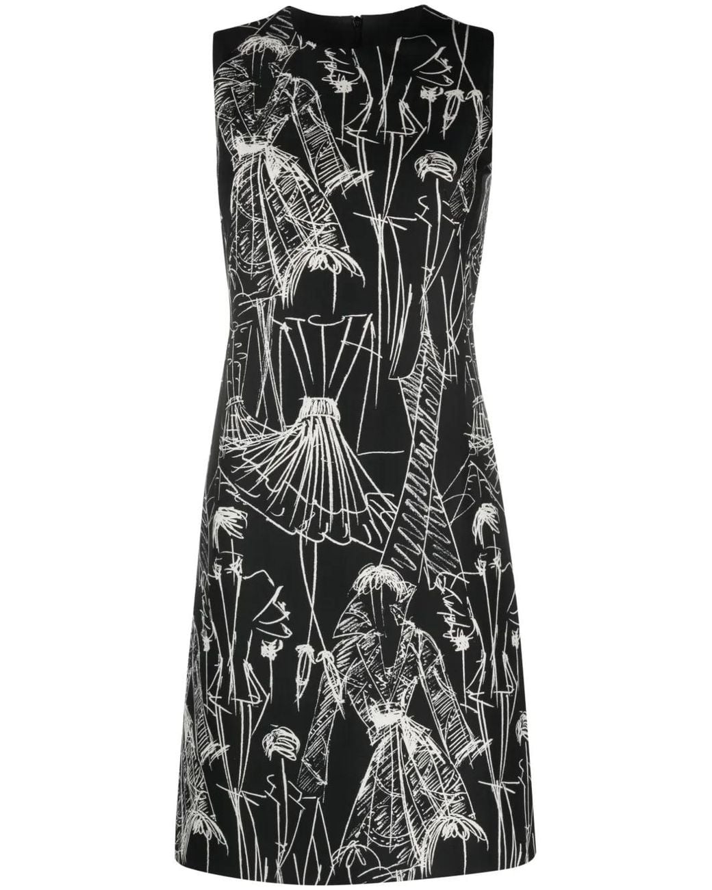 Akris Black Croquis-Print Sleeveless Minidress
