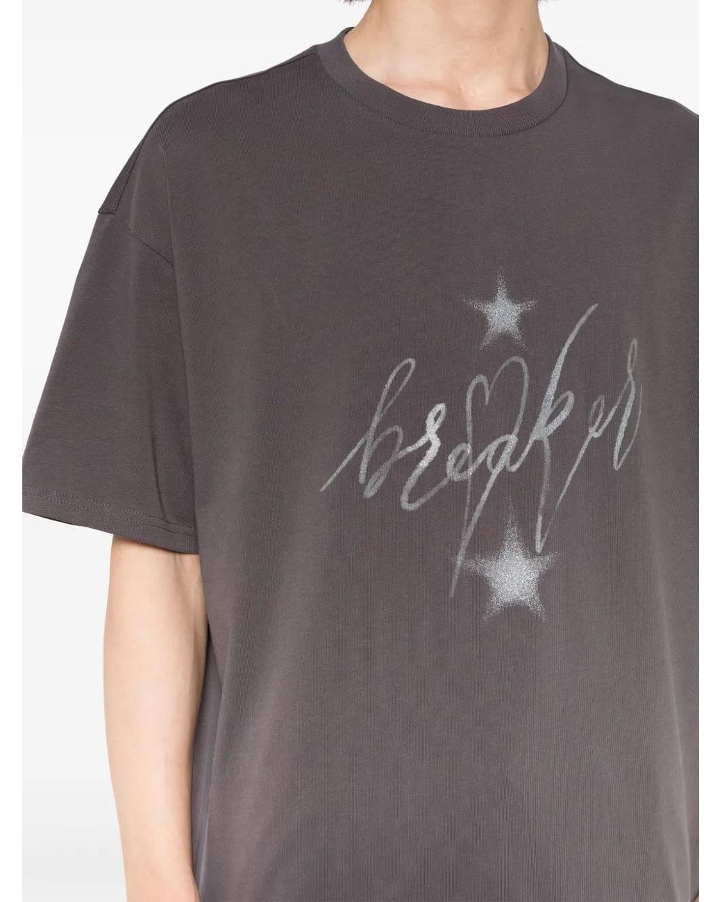 FIVE CM Gray Glitter-Star Cotton T-Shirt for men