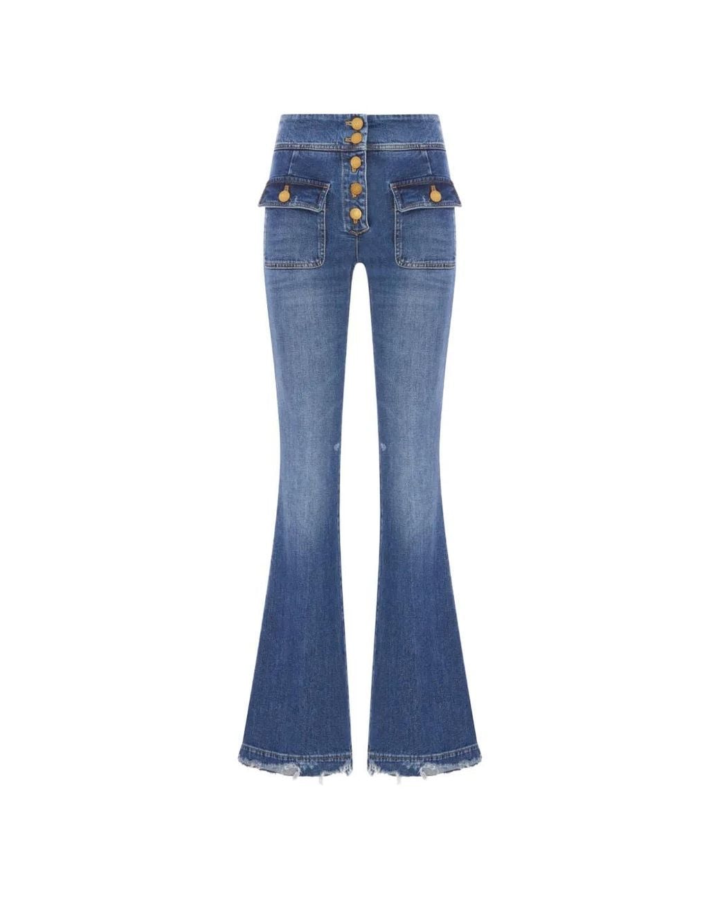 Seafarer Blue Button-Front Flared Jeans