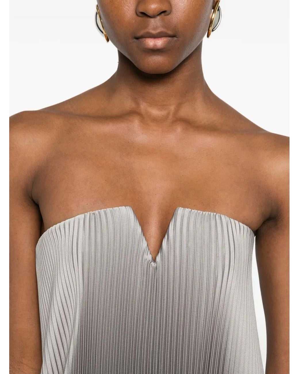 L'idée Gray Tie Pleated Ombré Gown