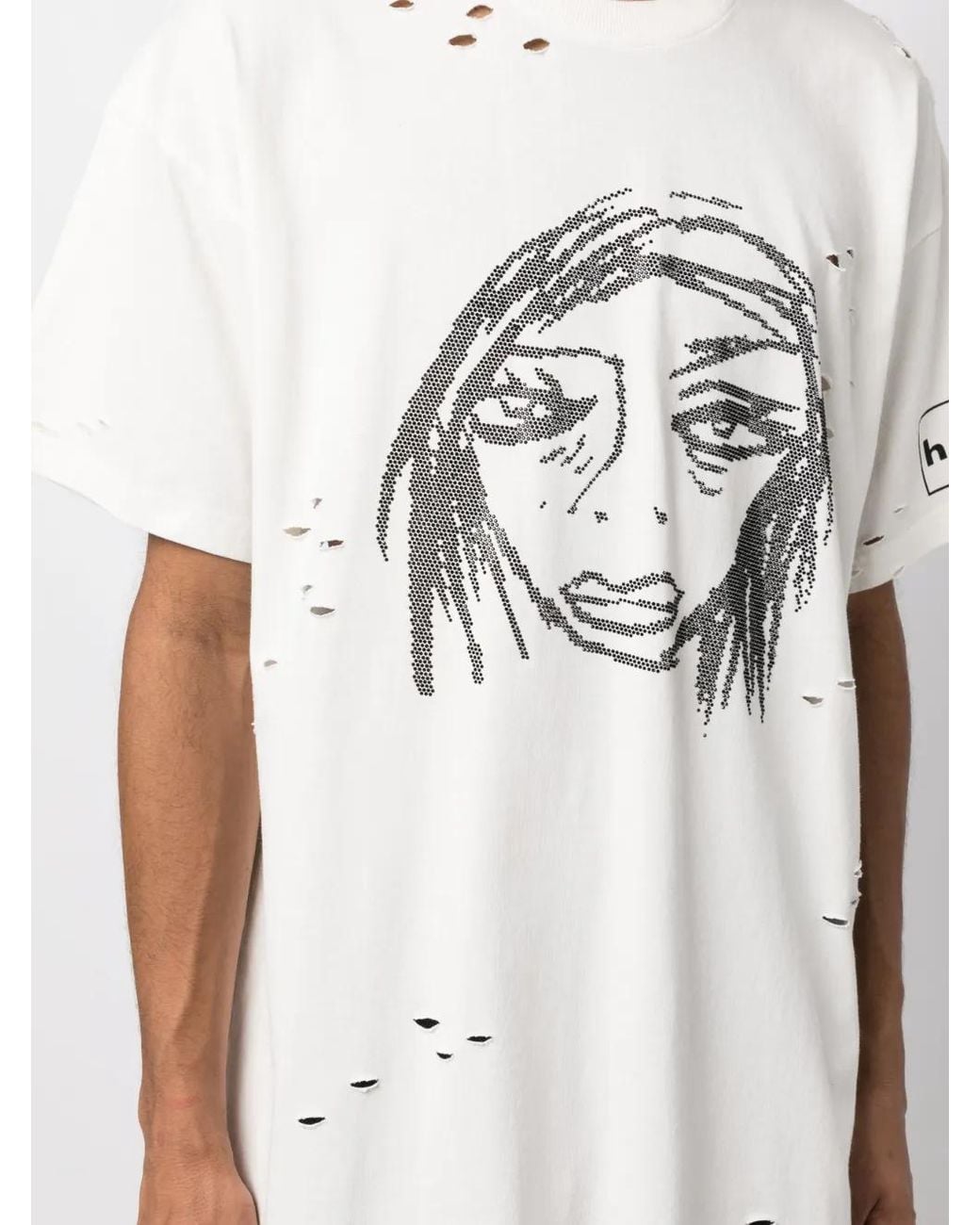 Haculla White Caught My Eye Studded T-Shirt for men