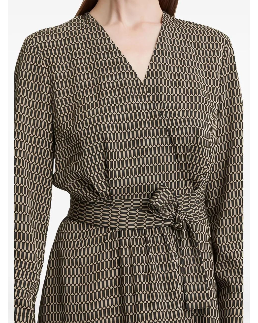 Marc O' Polo Gray Geometric-Pattern Wrap Dress