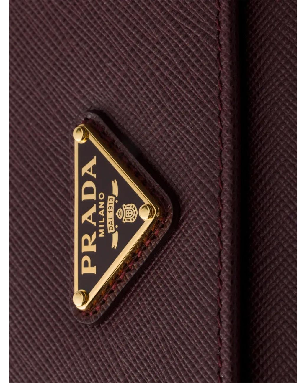 Prada Brown Saffiano Leather Wallet With Shoulder Strap