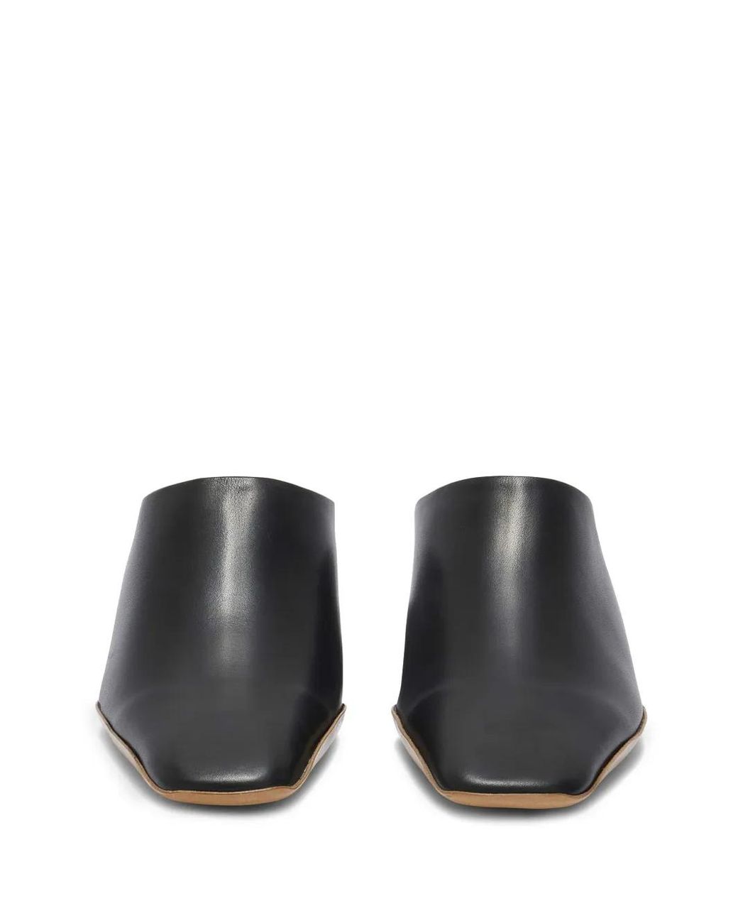 Jil Sander Black Square-Toe Leather Mules