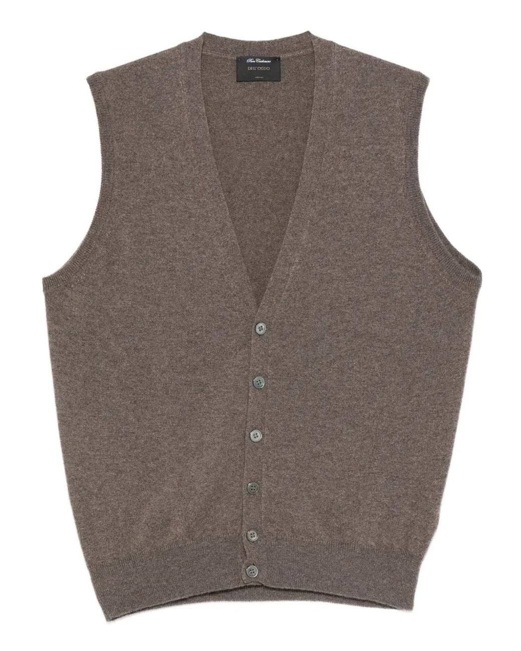 Dell'Oglio Brown Buttoned Cashmere Gilet for men