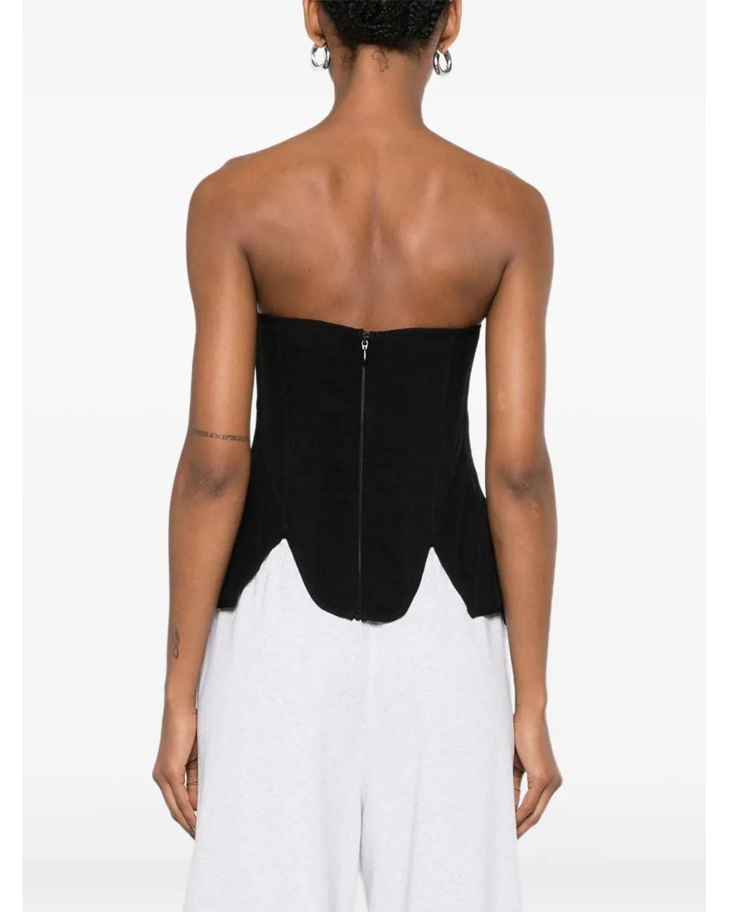 GIUSEPPE DI MORABITO Black Strapless Corset Top