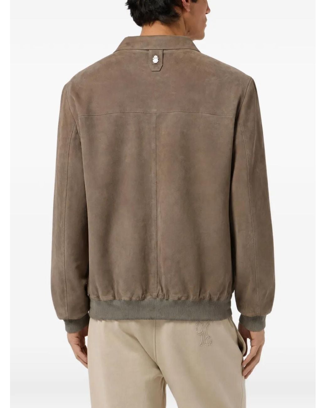 Billionaire Brown Woven-Panel Alexander Leather Jacket for men
