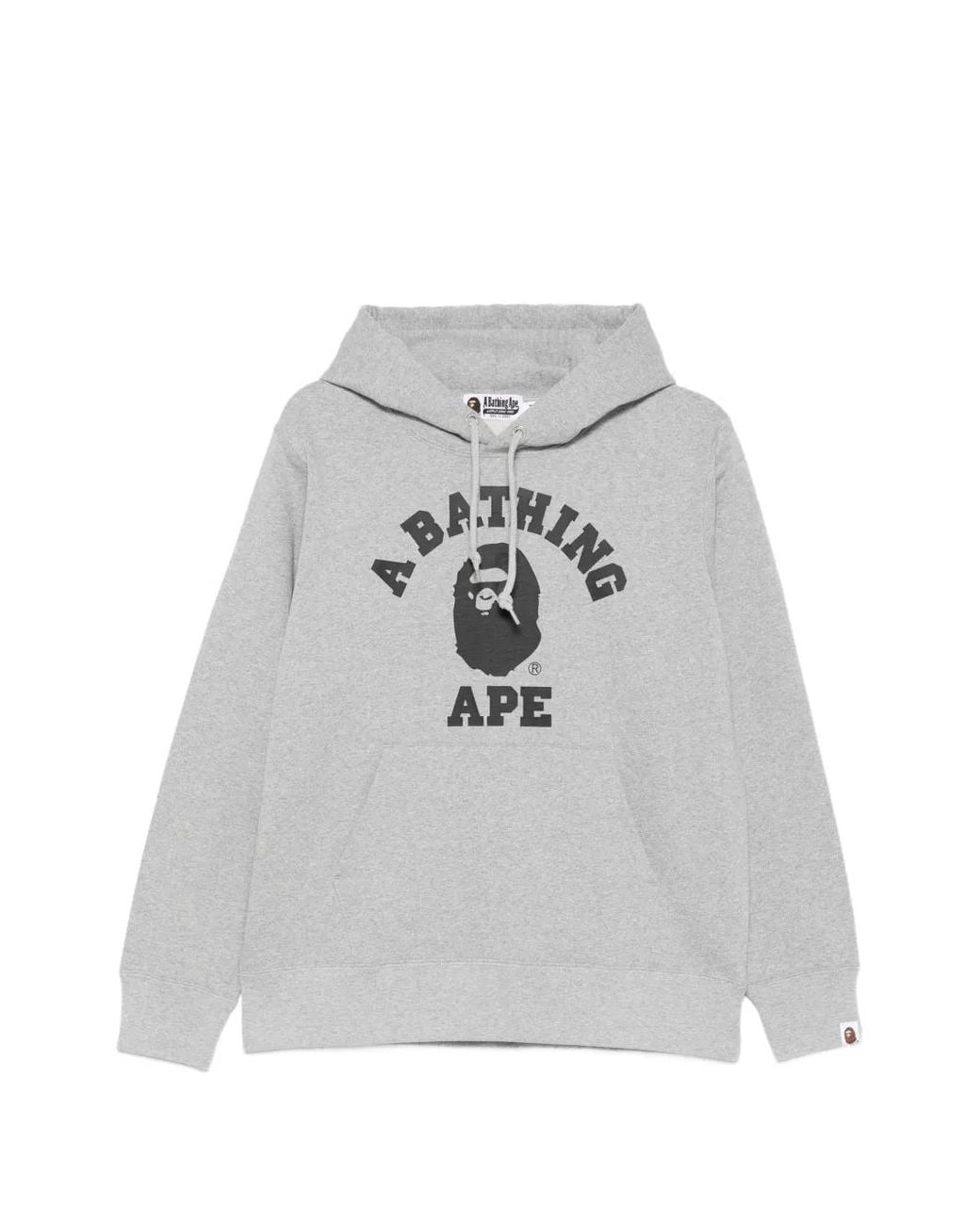 A Bathing Ape Gray Logo-Print Hoodie for men