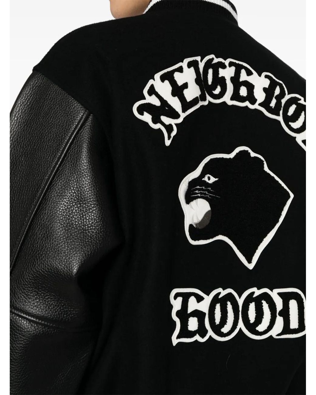 Giacca Varsity Con Applicazione di Neighborhood in Black da Uomo