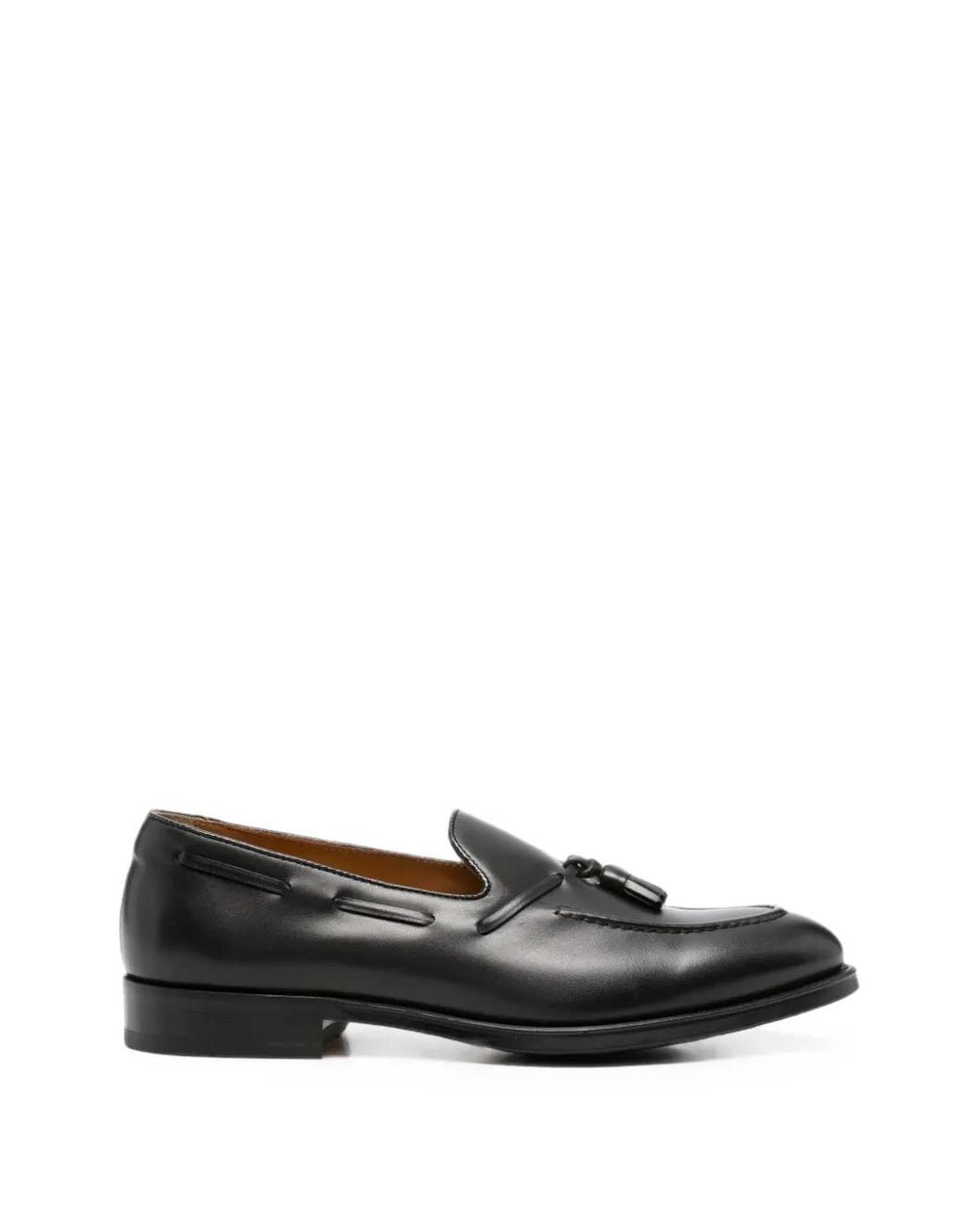 Doucal's Black Tassel Leather Loafers for men