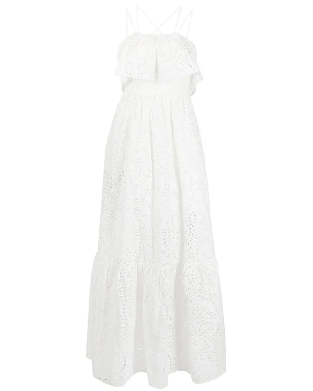 Self-Portrait White Broderie Maxi Dress