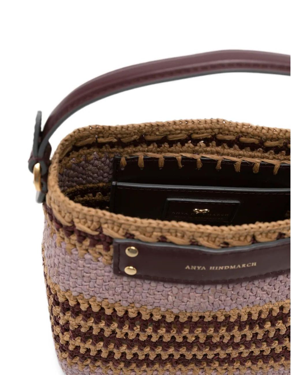 Anya Hindmarch White Woven-Stripe Bucket Bag