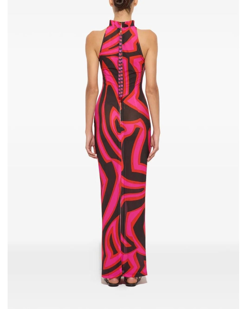 Emilio Pucci Pink Labirinto-Print Long Fitted Dress