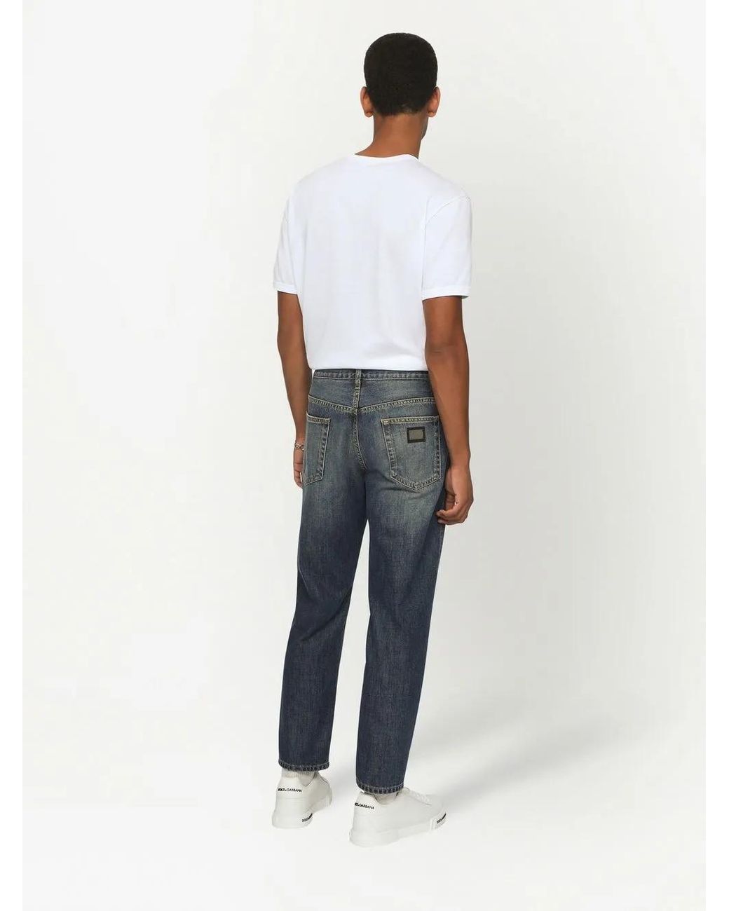 Dolce & Gabbana Gray Logo-Appliqué Loose Jeans for men