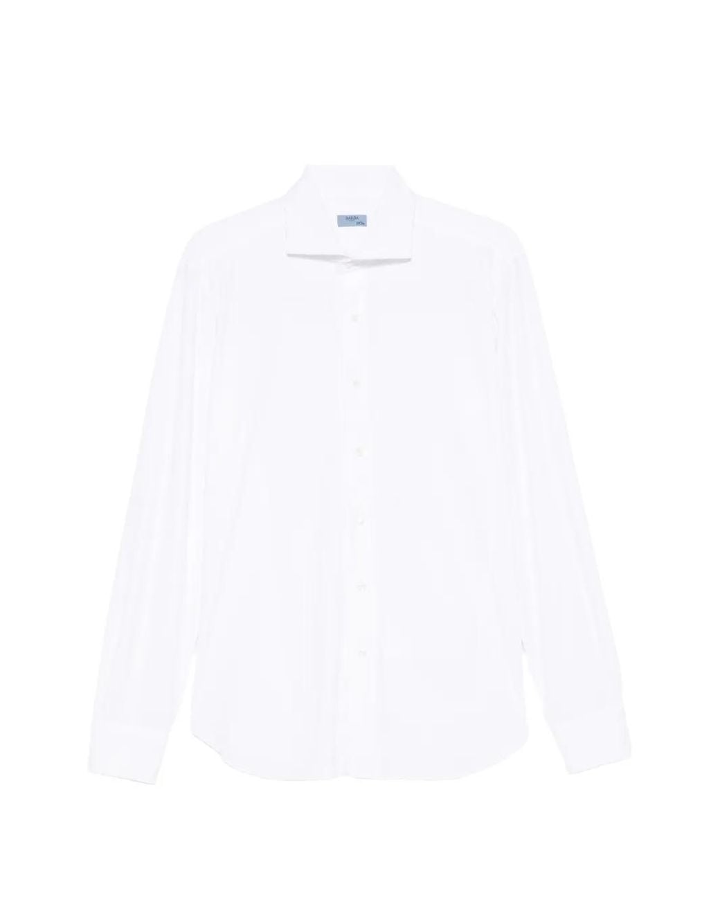 Barba Napoli White Button-Fastening Long-Sleeve Shirt for men