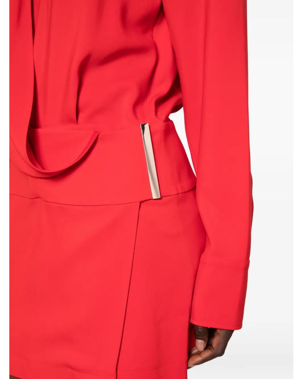 Sportmax Red Etere Wrap-Style Long-Sleeve Mini Dress