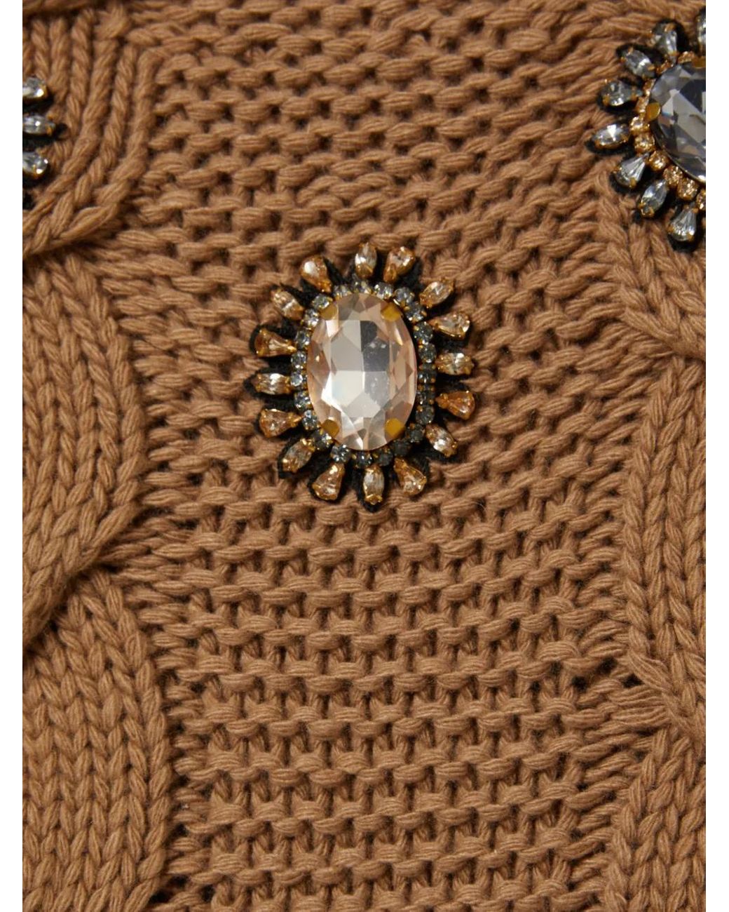 LaDoubleJ Brown Cable-Knit Short-Sleeve Sweater