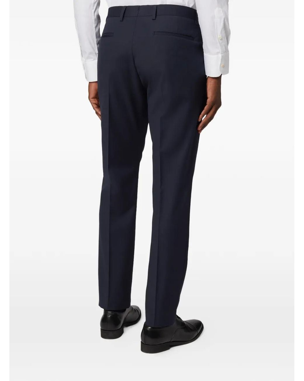 Boggi Blue Micro Patterned Stretch Wool Pants for men