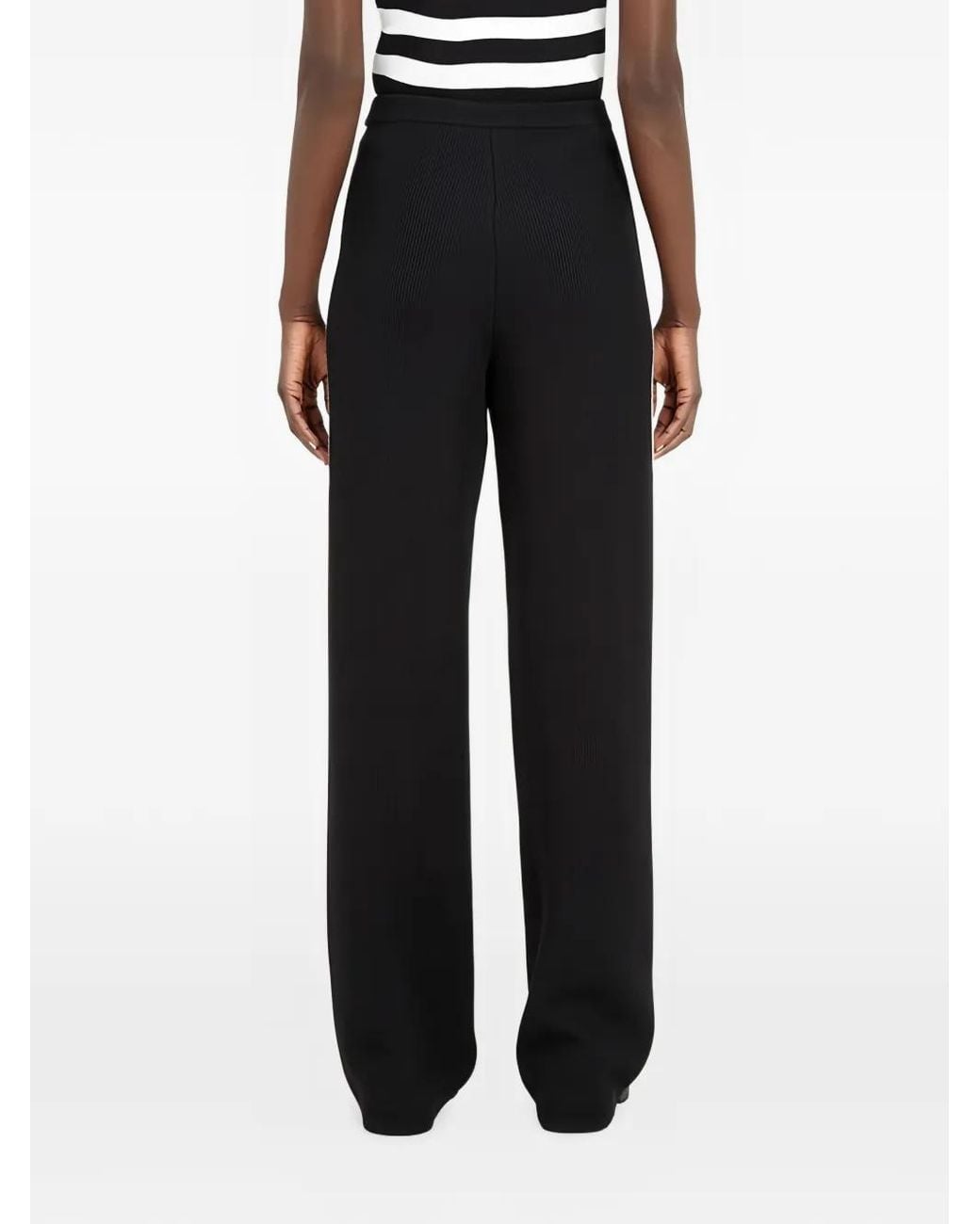 Ferragamo Black Pantalon Nervuré À Rayures Latérales