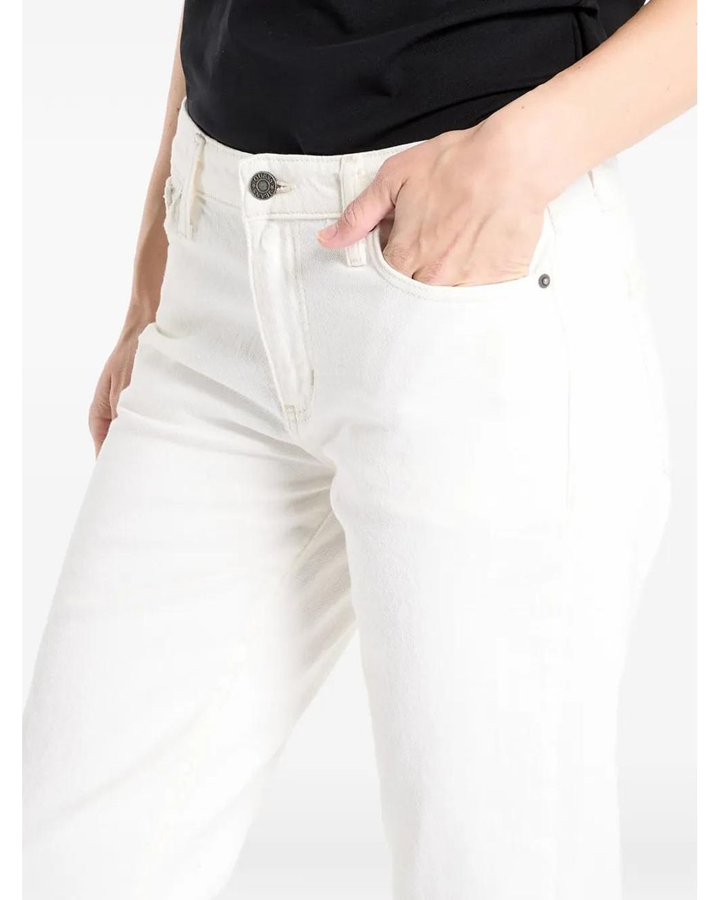 Guess White G08 Logo-Patch Jeans