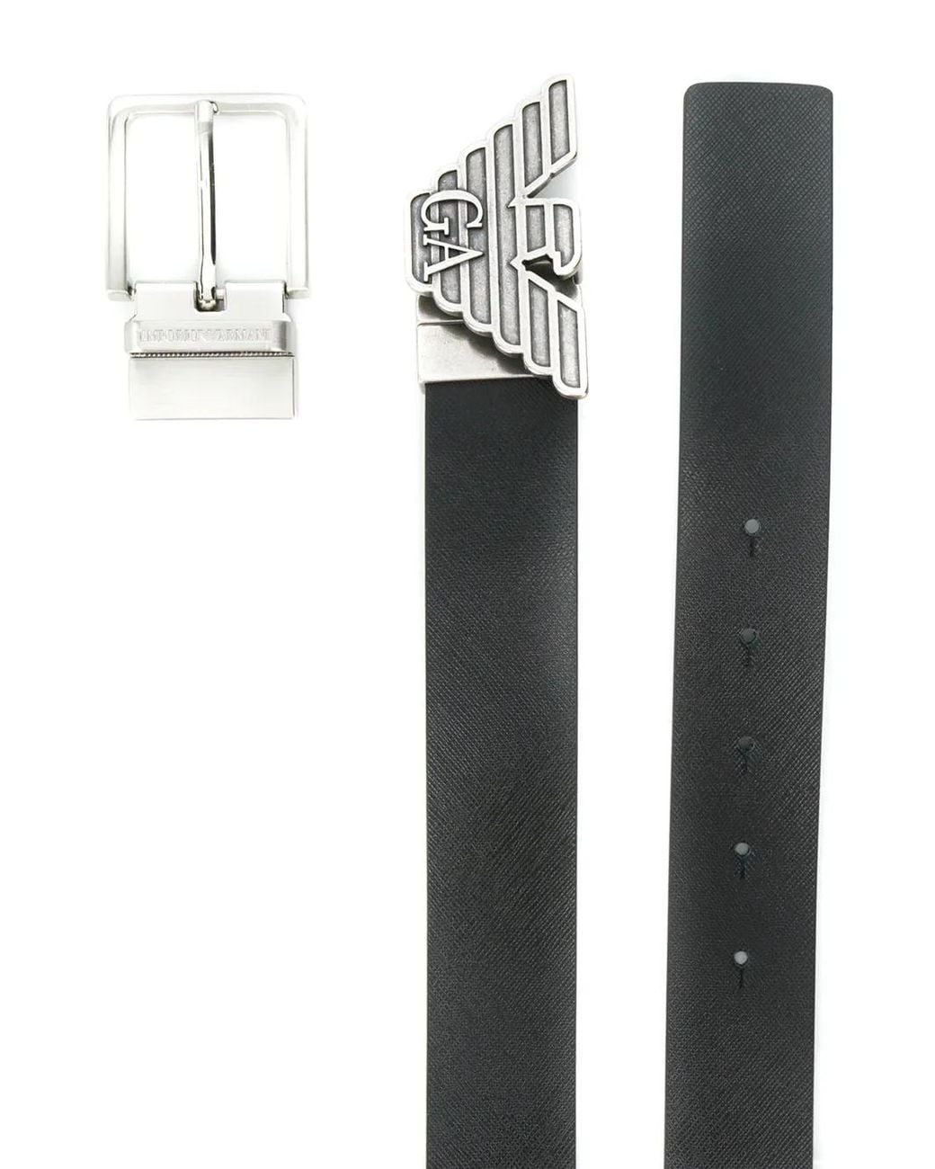 Emporio Armani Black Gift Box With Reversible Belt In Saffiano Leather And Interchangeable Buckle for men