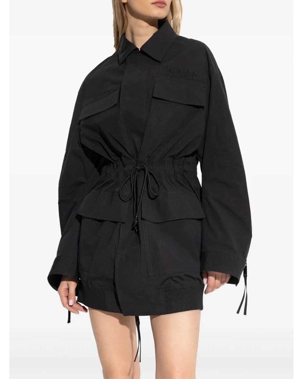 DSquared² Black Logo-Embroidered Coat
