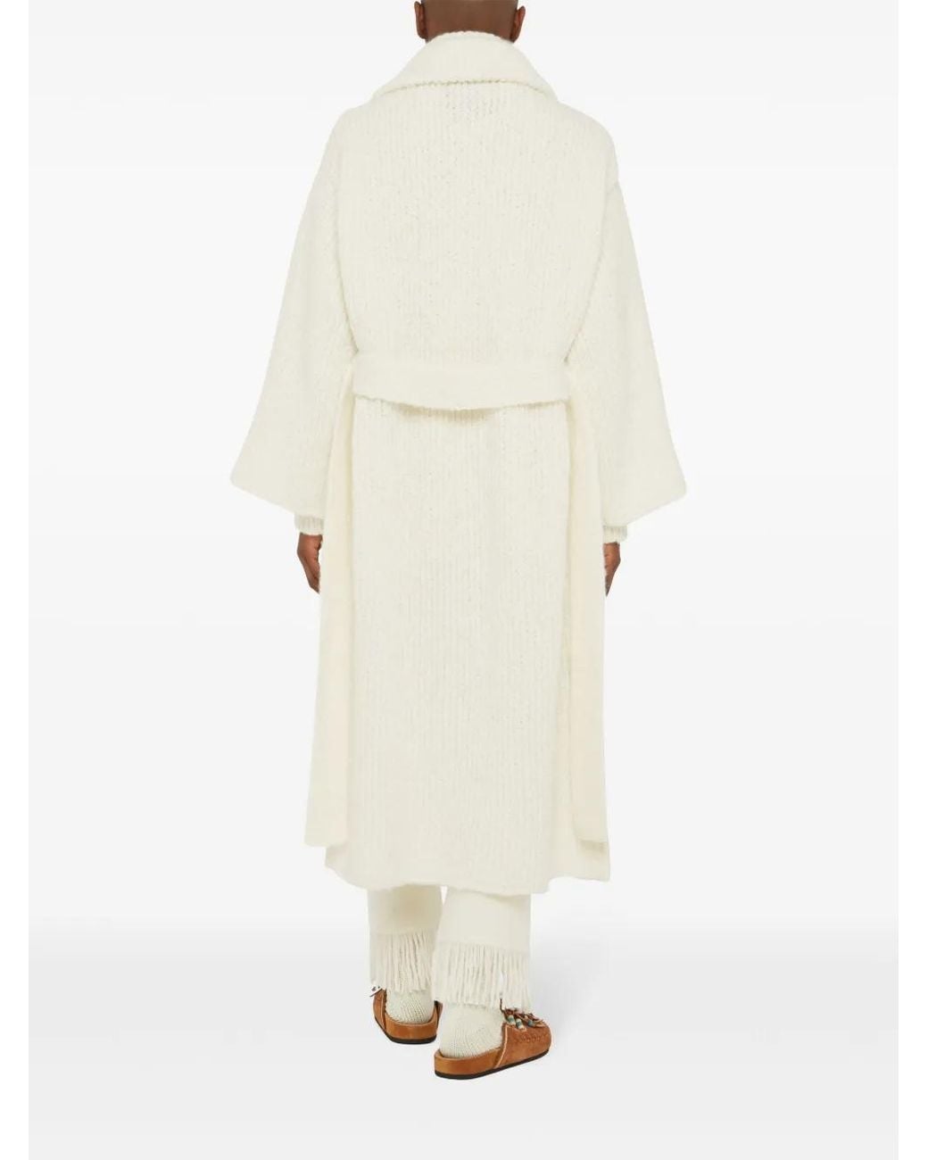 Alanui White Knitted Robe Coat