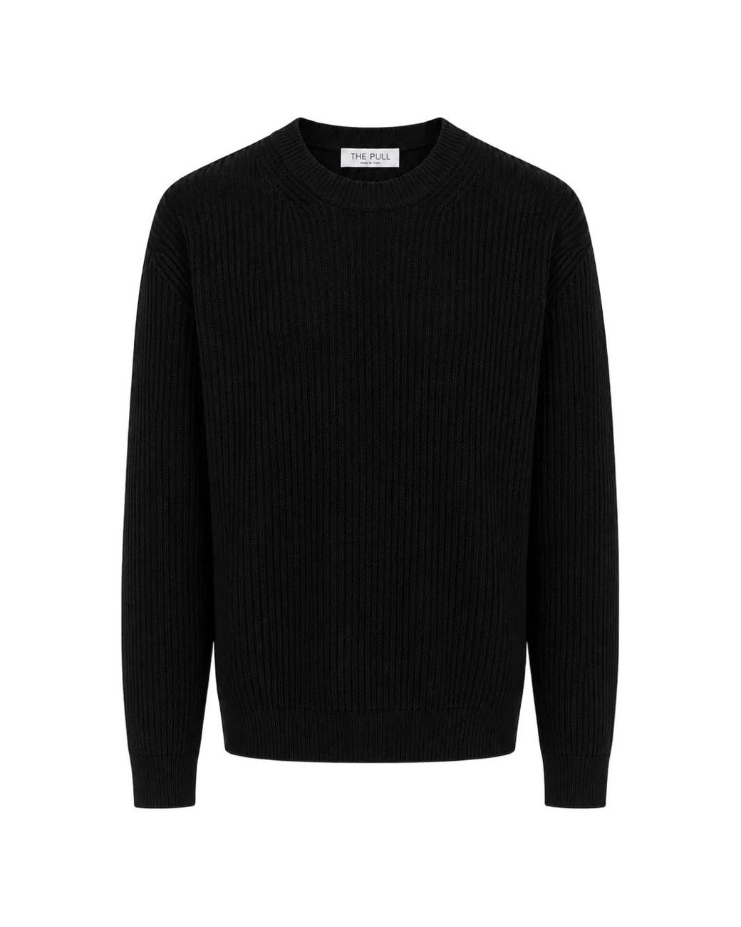 THE PULL Gerippter Pullover in Black für Herren