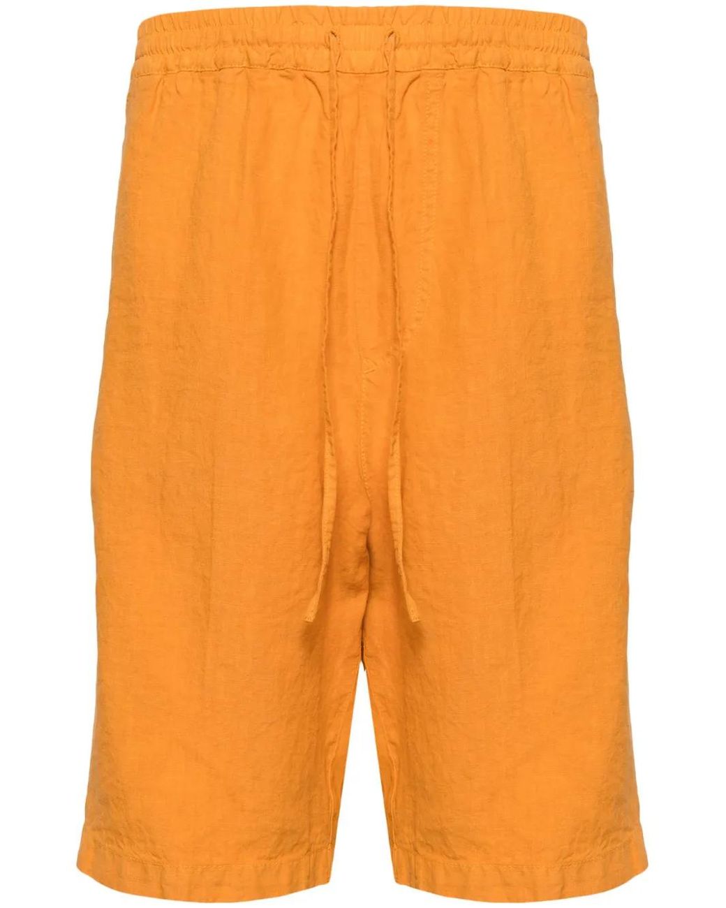 120% Lino Orange Linen Bermuda Shorts for men