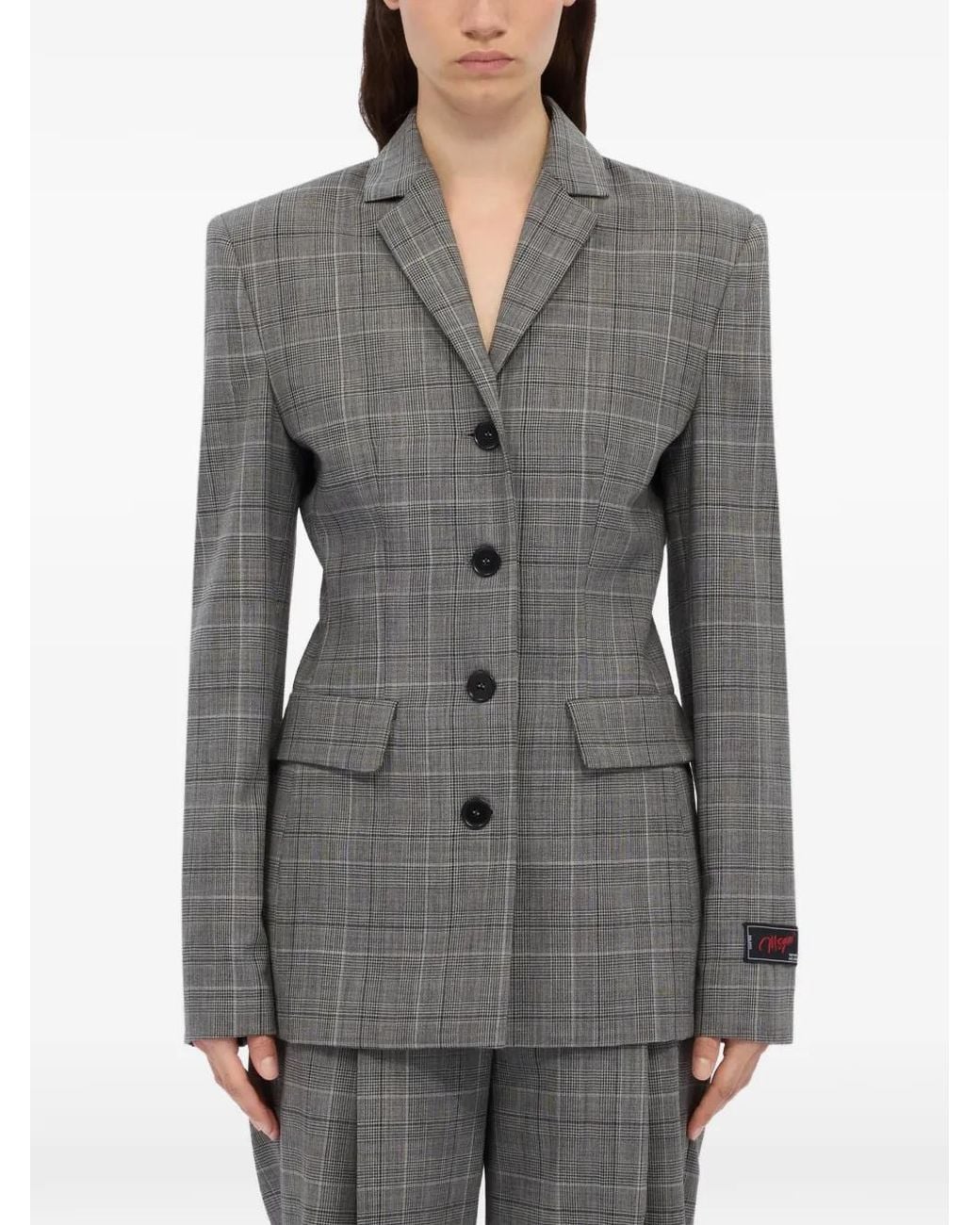 MSGM Gray Checked Blazer