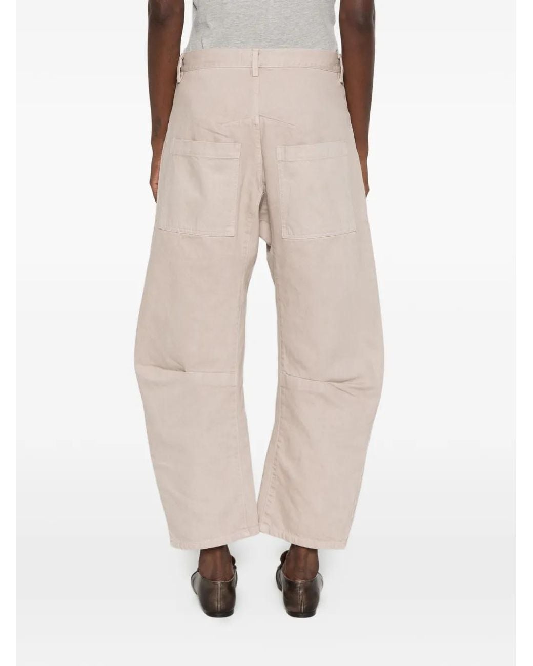 Nili Lotan White Curved-Leg Patch-Pocket Trousers