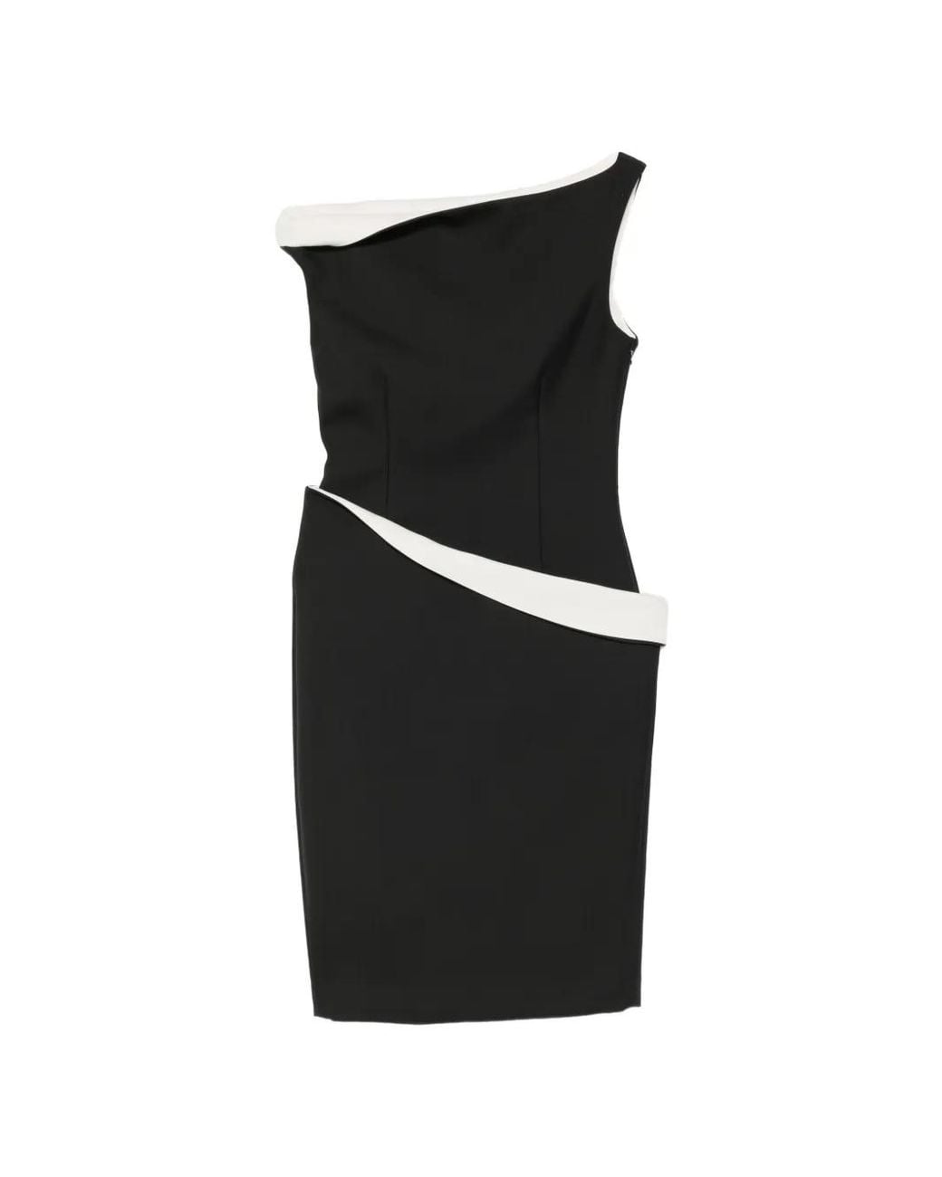 Rohe Black Asymmetric Two-Tone Midi Dress