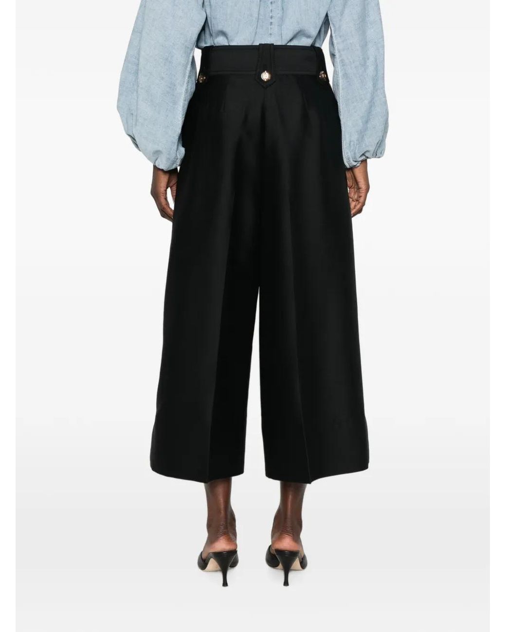 Zimmermann Black Valiant Culotte Cropped Trousers