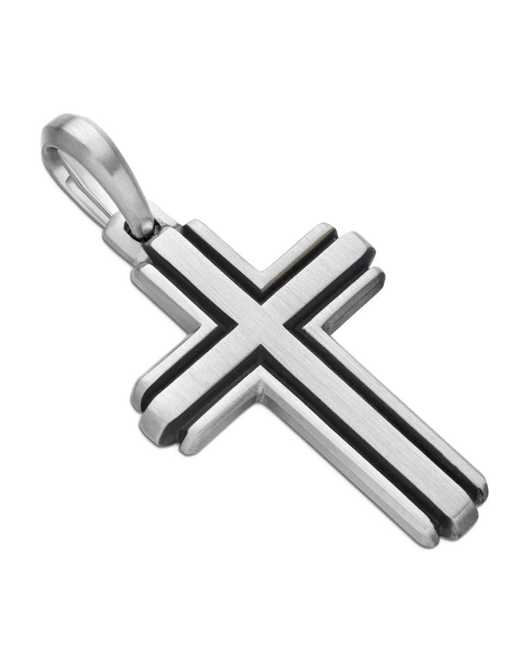 David Yurman White Sterling Deco Cross Pendant (34Mm) for men
