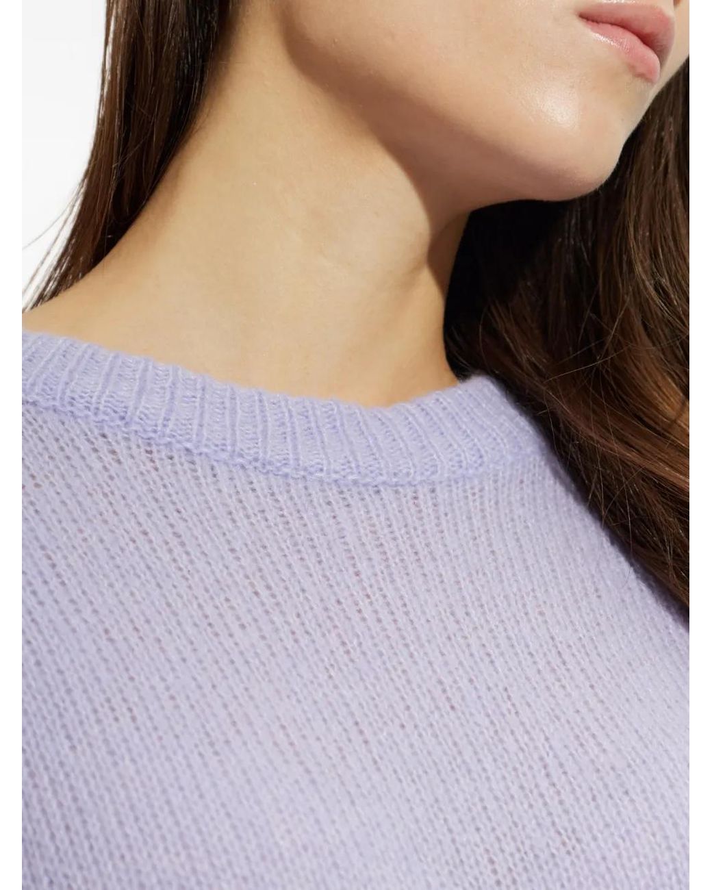 Lisa Yang Purple Lova Ribbed-Trim Sweater