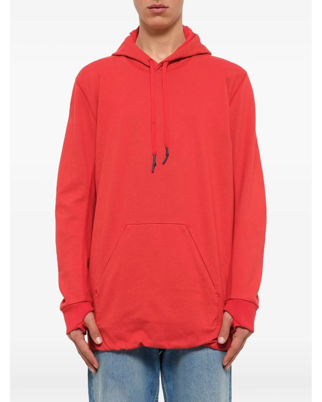 Boris Bidjan Saberi 11 Red Hoodie À Effet D'Épaules Descendues for men