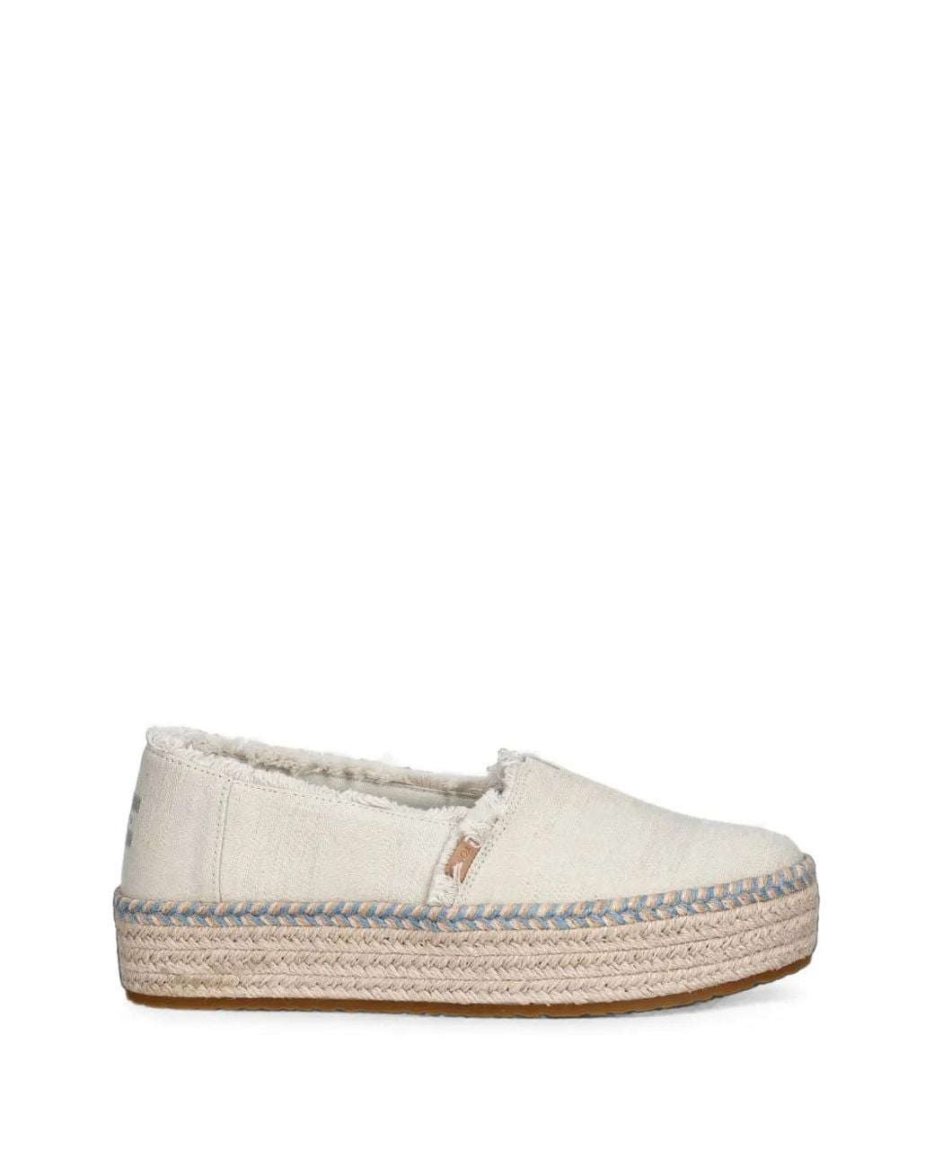 TOMS White Valencia Frayed Platform Espadrilles